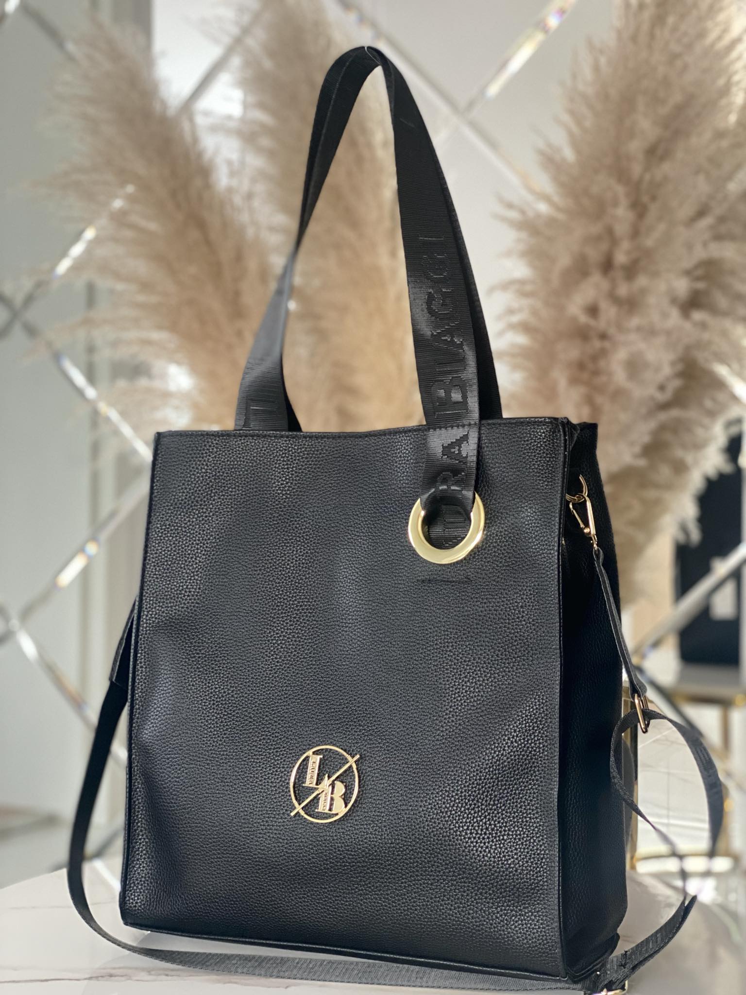 Torebka Laura Biaggi shopper na ramię czarna