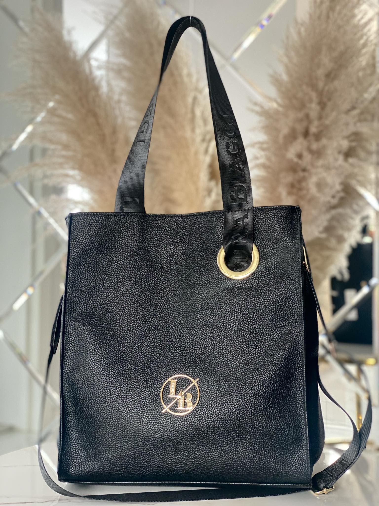 Torebka Laura Biaggi shopper na ramię czarna - obrazek 2