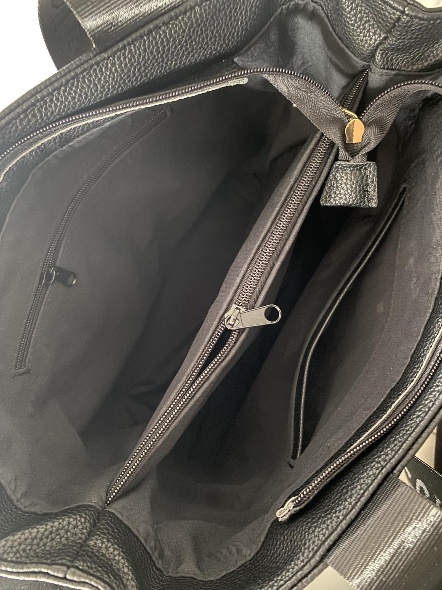 Torebka Laura Biaggi shopper na ramię czarna - obrazek 5