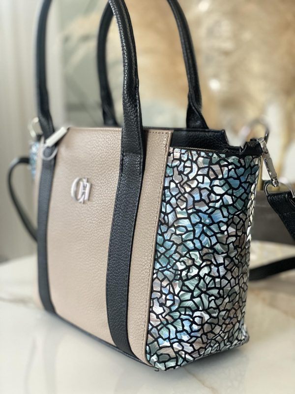 Torebka Chiara Design kuferek taupe holo - obrazek 3