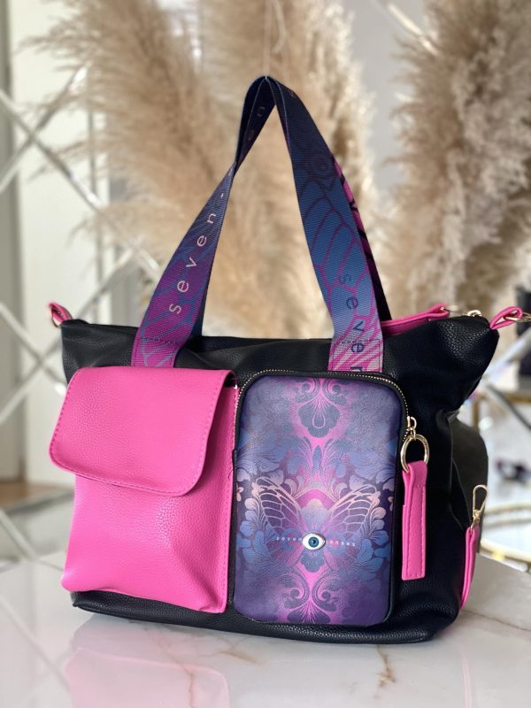 Torebka EGO shopper fitnessówka czarna fuksja - obrazek 3