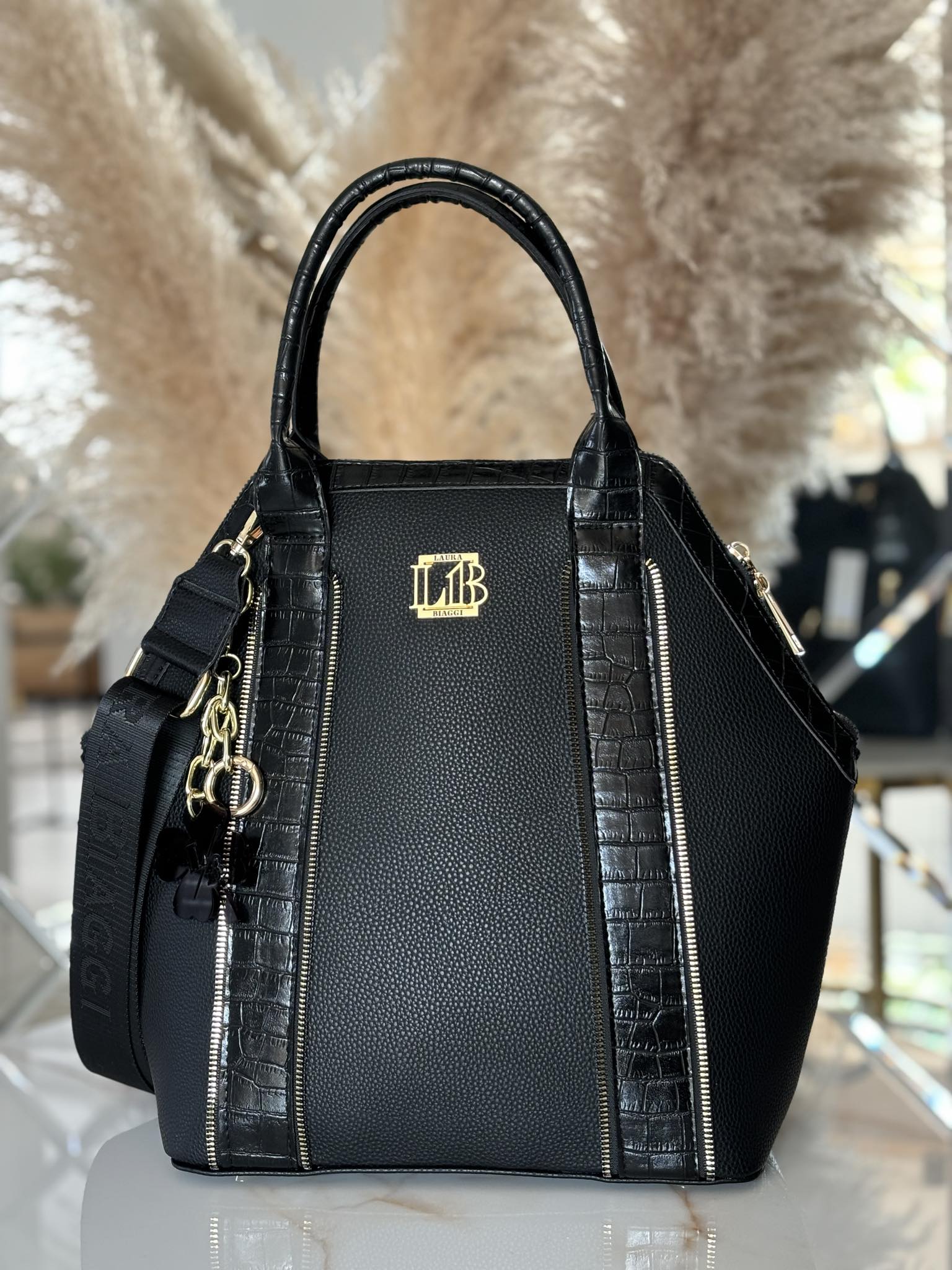 Torebka Laura Biaggi kuferek shopper czarna