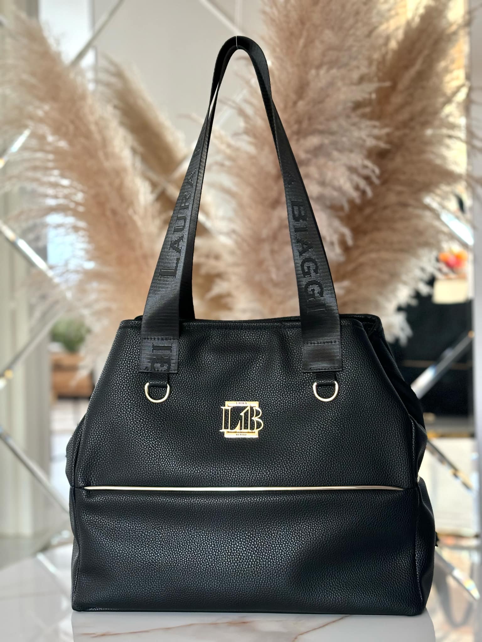 Torebka Laura Biaggi shopper czarna - obrazek 2