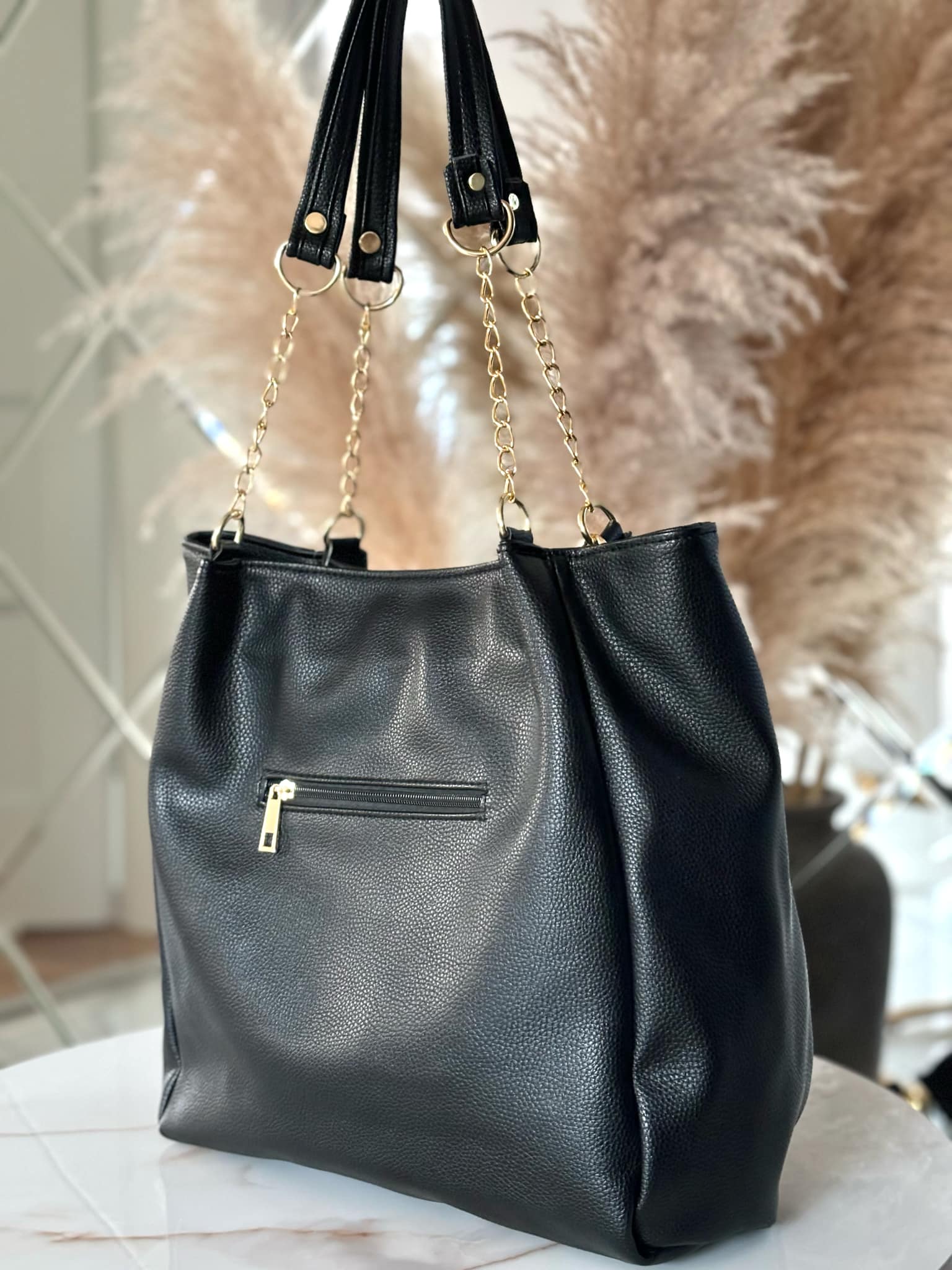 Torebka Laura Biaggi shopper czarna - obrazek 5