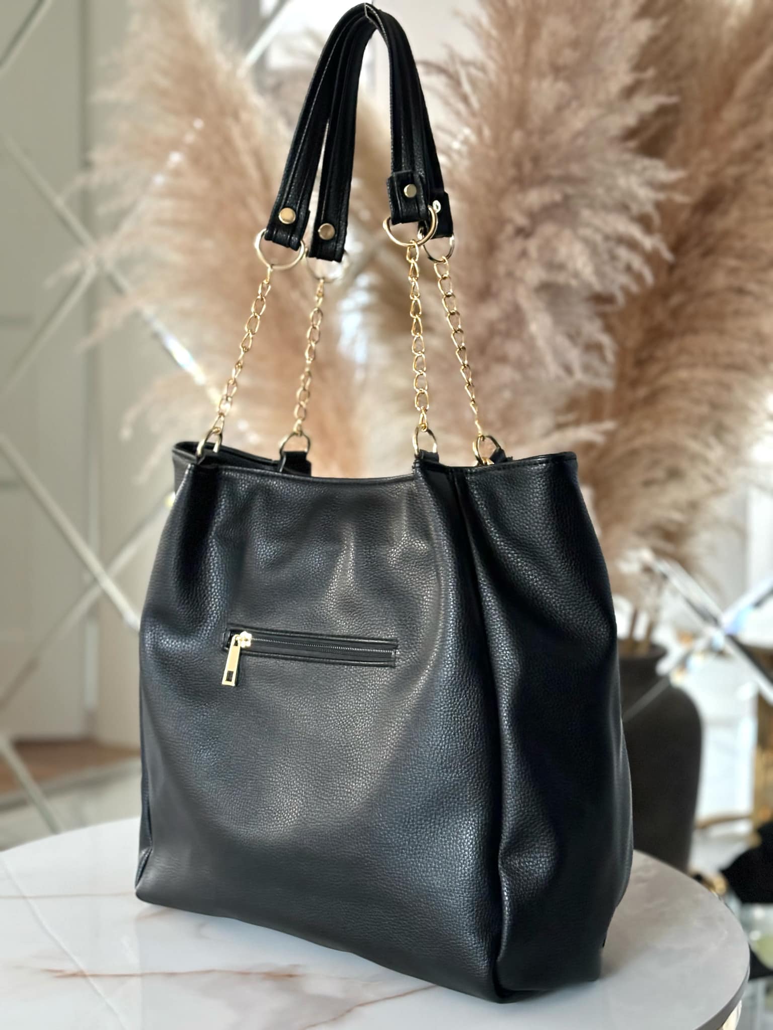 Torebka Laura Biaggi shopper czarna - obrazek 6