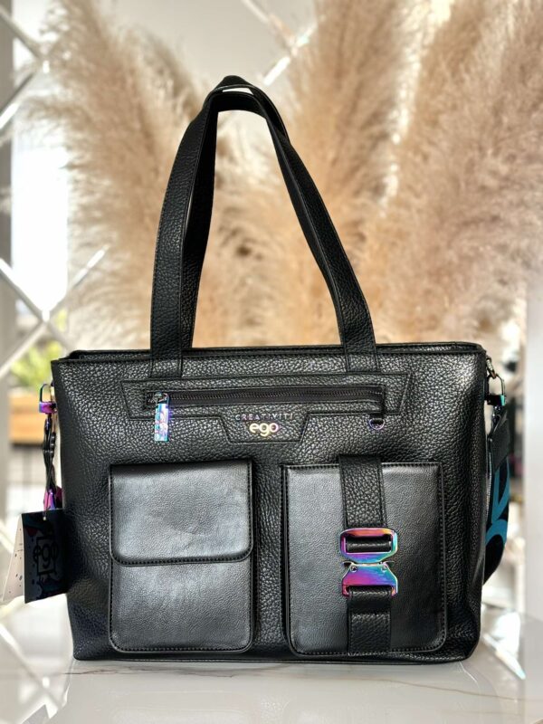 Torebka EGO shopper na ramię PRISMA Premium czarna - obrazek 2
