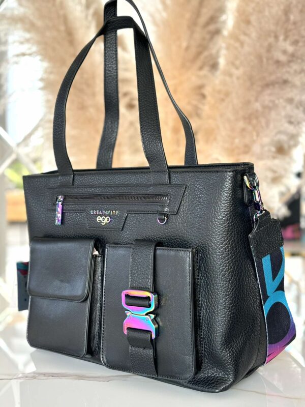 Torebka EGO shopper na ramię PRISMA Premium czarna - obrazek 3