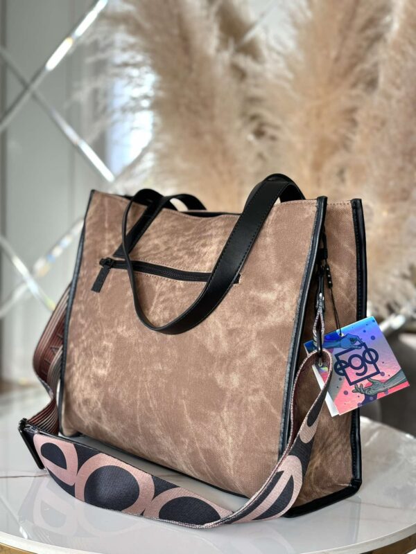 Torebka EGO shopper na ramię FORMATICA Premium czarna brązowa - obrazek 4