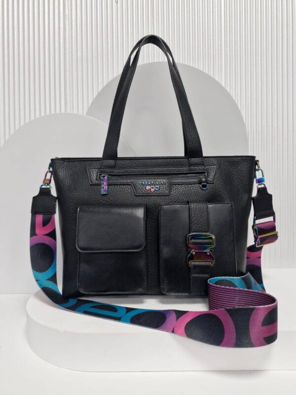 Torebka EGO shopper na ramię PRISMA Premium czarna - obrazek 6