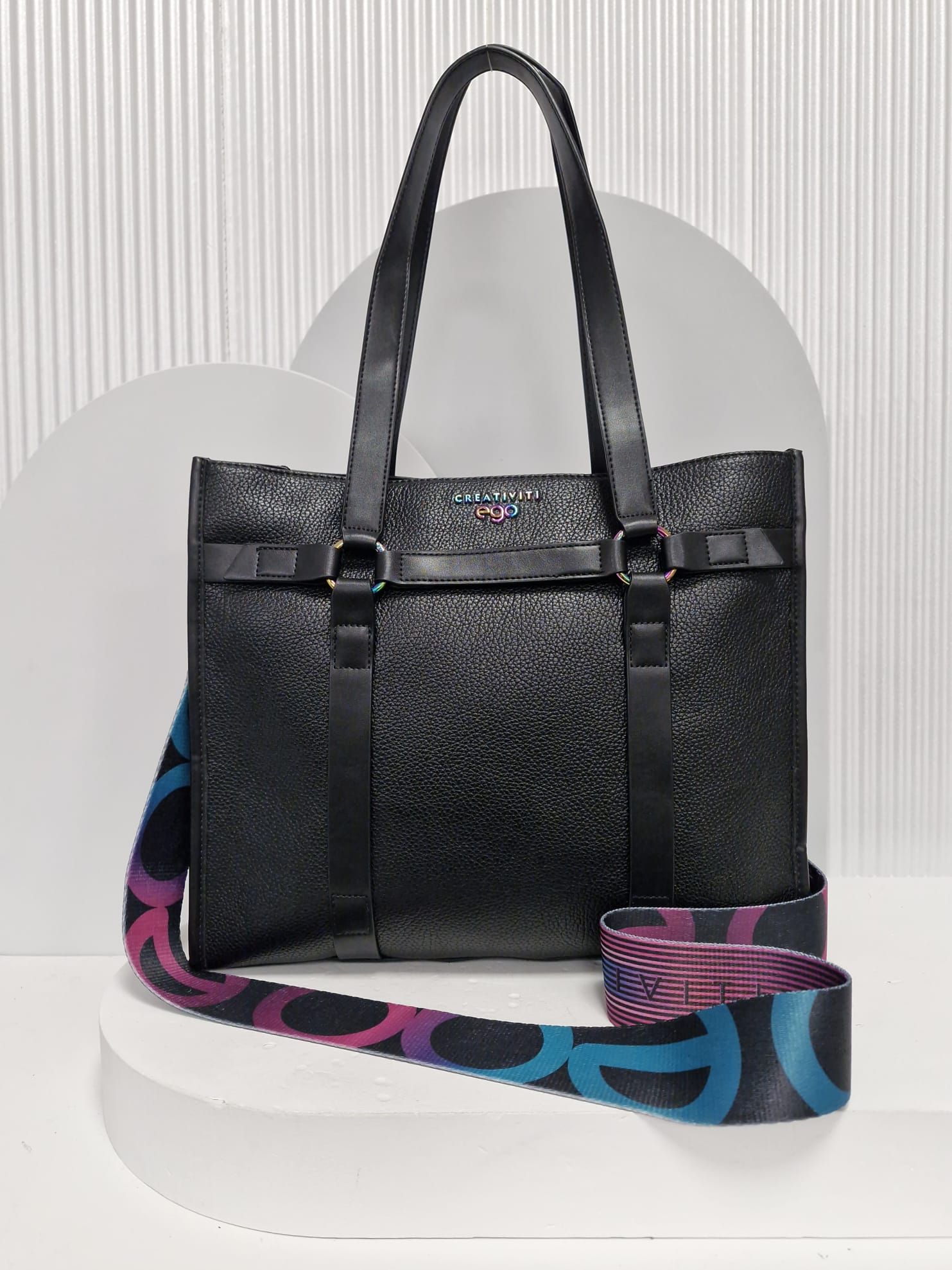 Torebka EGO shopper na ramię FORMATICA Premium czarna - obrazek 7