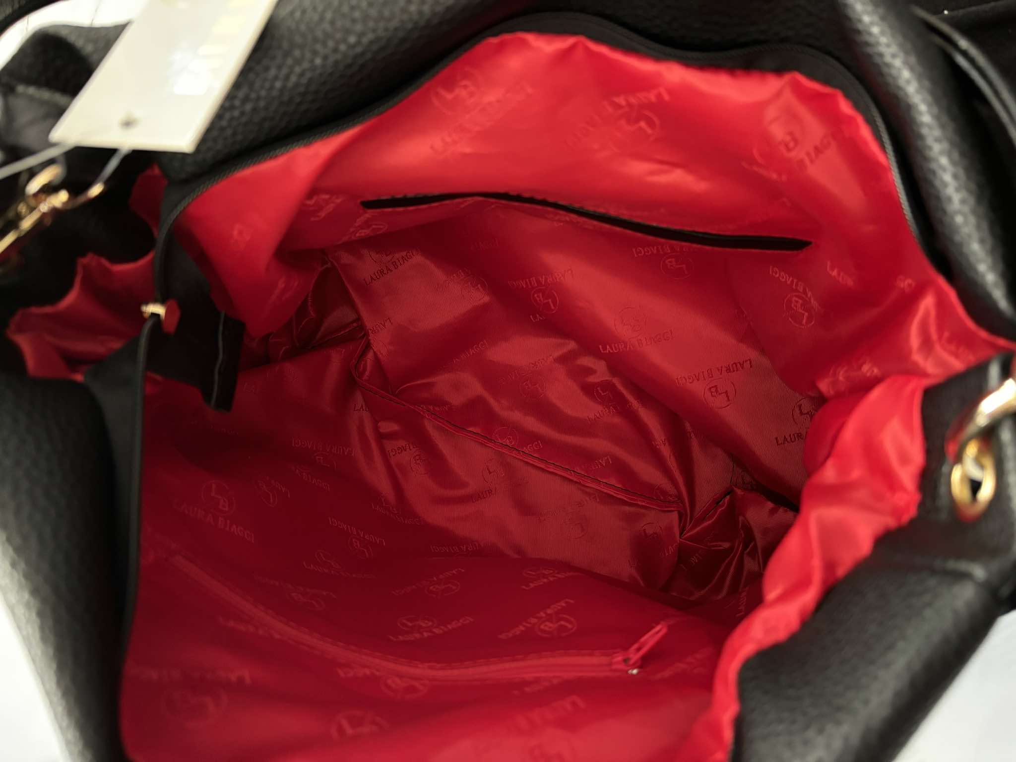 Torebka Laura Biaggi shopper worek na ramię czarna - obrazek 5