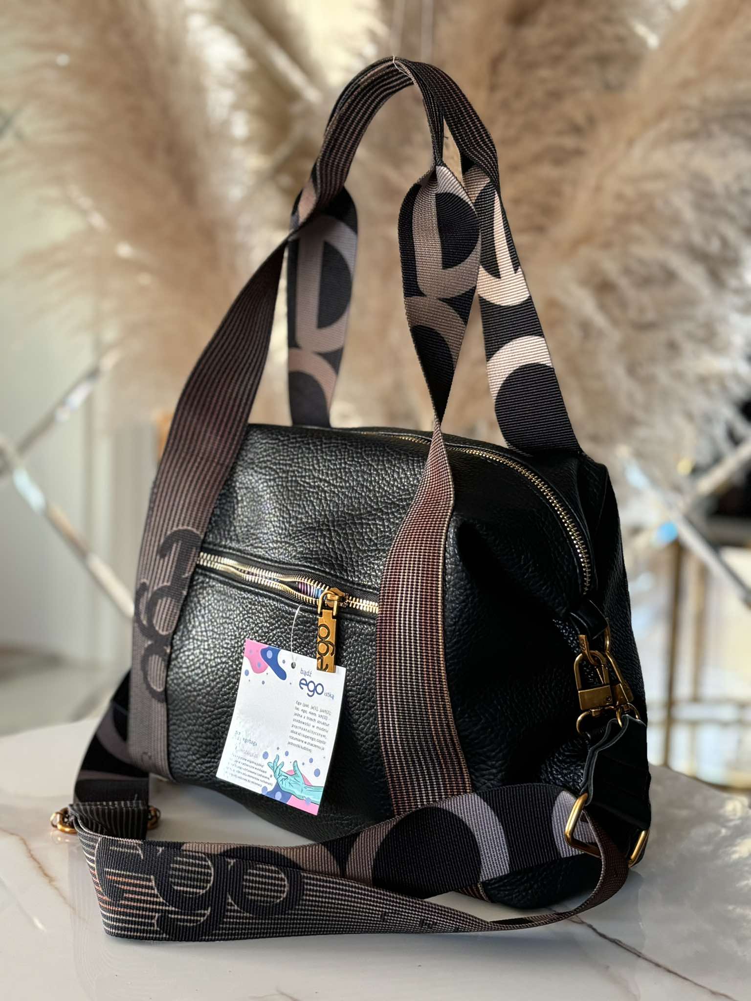 Torebka EGO shopper fitnessówka czarna - obrazek 4