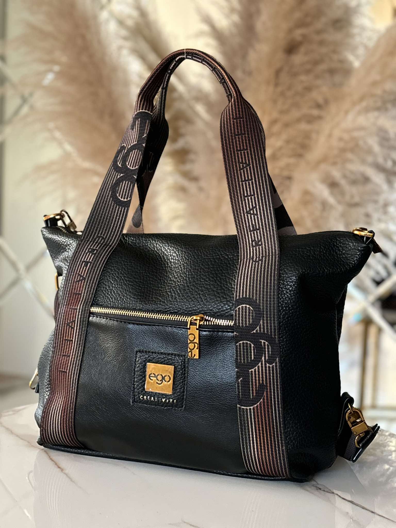 Torebka EGO shopper fitnessówka czarna - obrazek 6