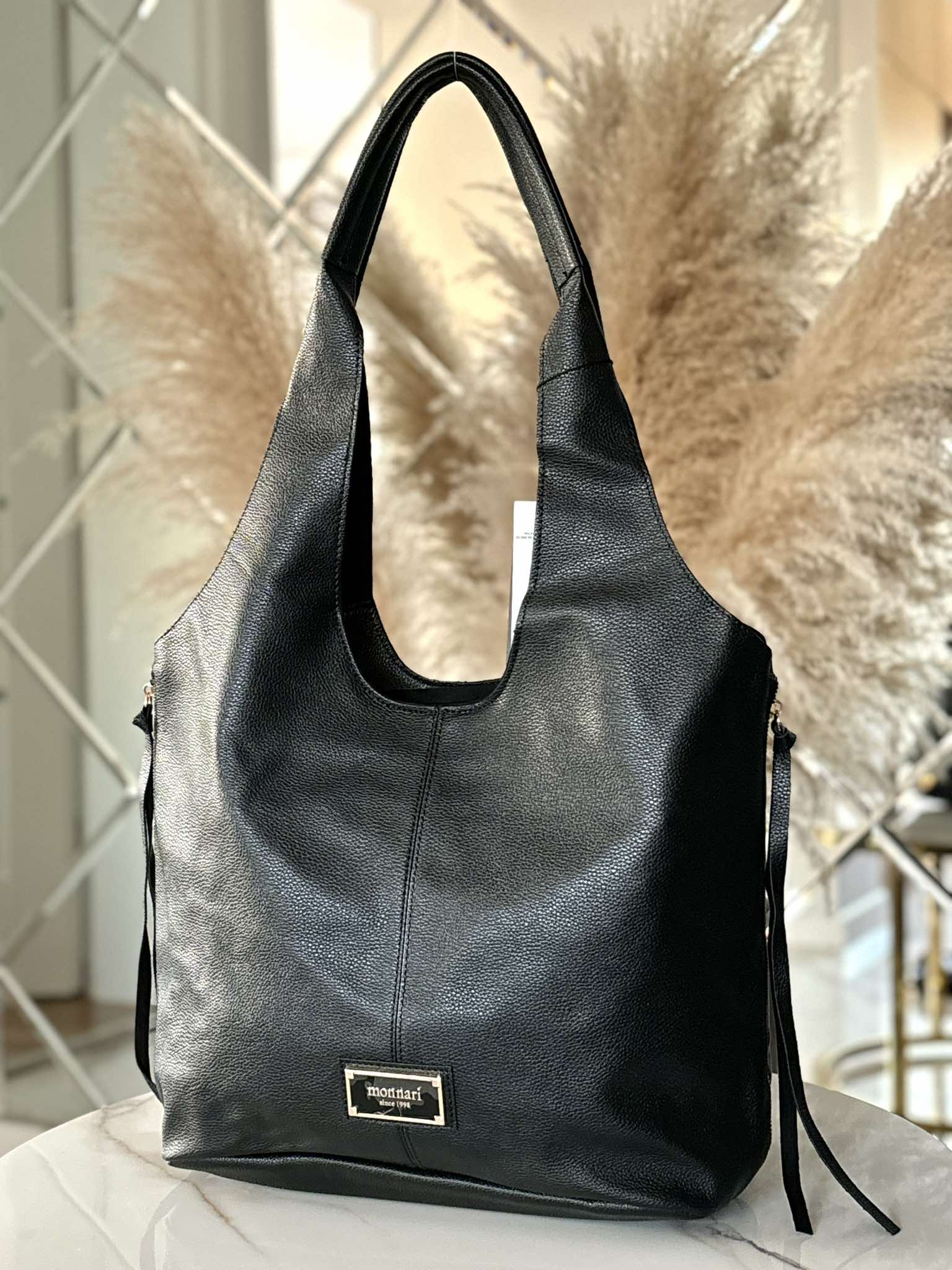 Torebka MONNARI shopper na ramię listonoszka 2w1 czarna - obrazek 2