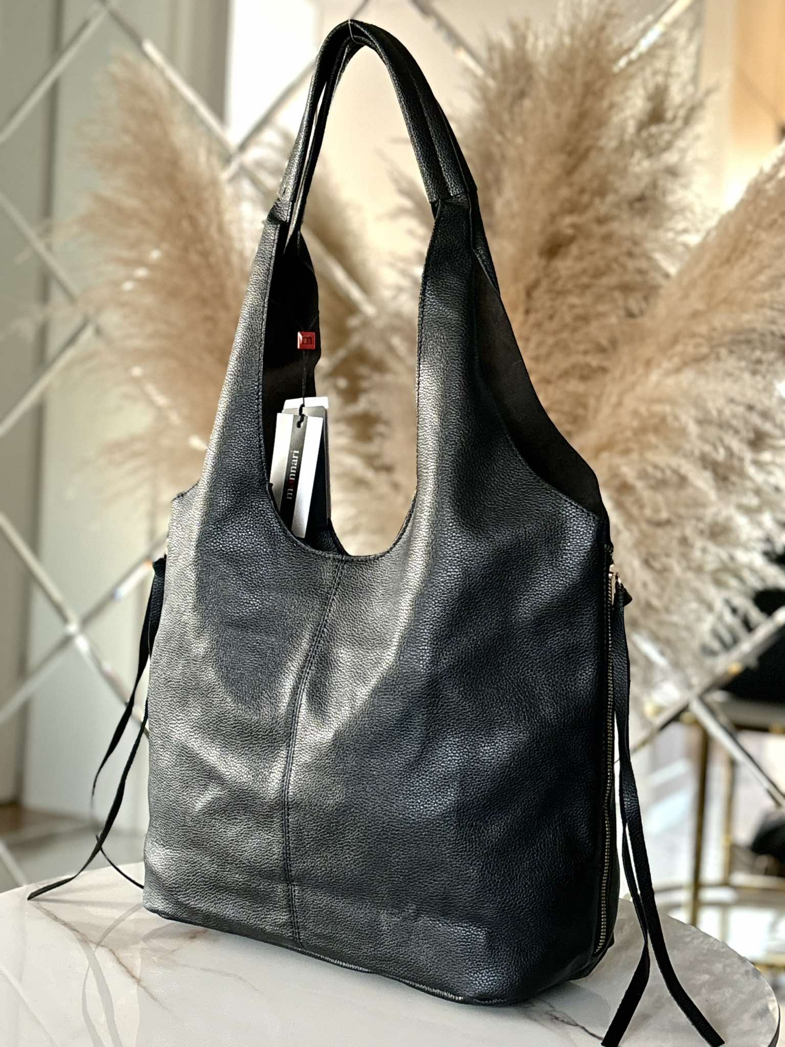 Torebka MONNARI shopper na ramię listonoszka 2w1 czarna - obrazek 3