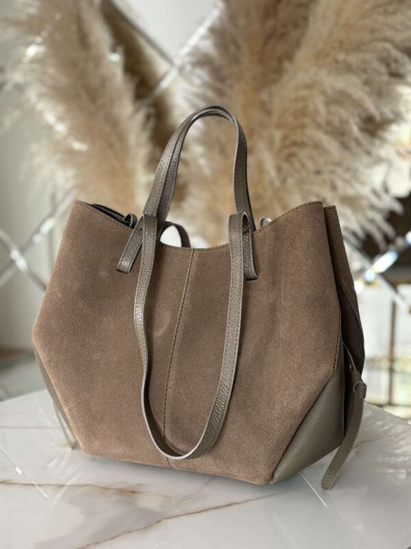 Torebka POLENKA skóra naturalna shopper kuferek 2w1 mokka