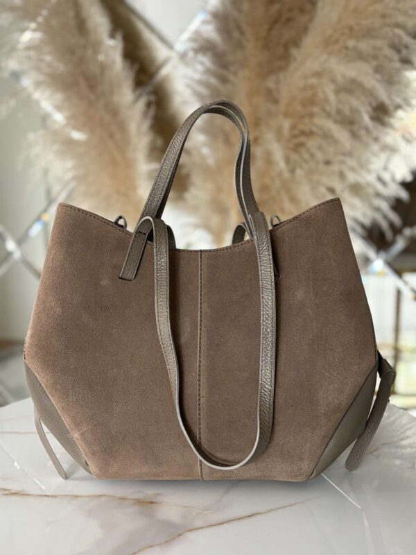 Torebka POLENKA skóra naturalna shopper kuferek 2w1 mokka - obrazek 2