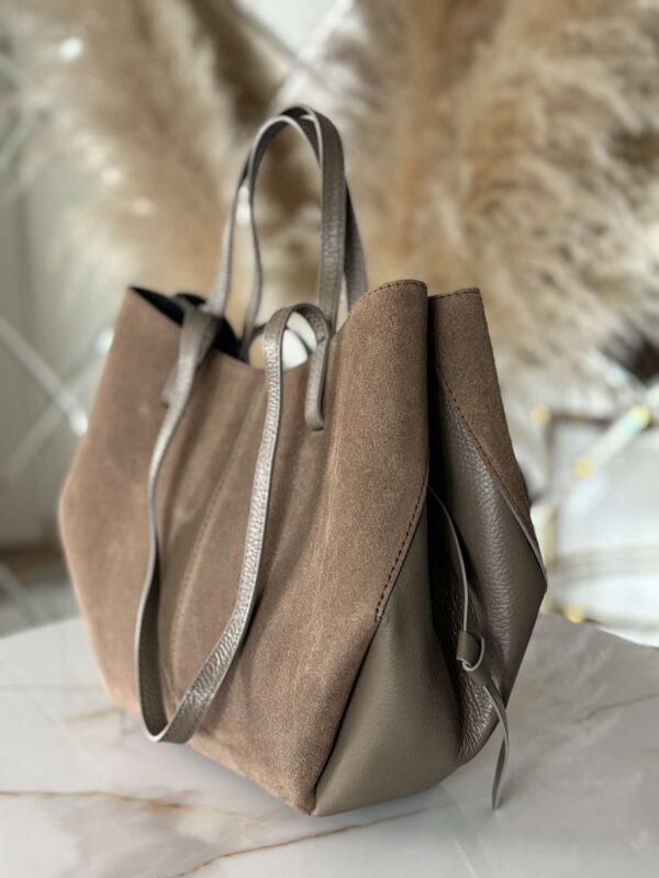 Torebka POLENKA skóra naturalna shopper kuferek 2w1 mokka - obrazek 3