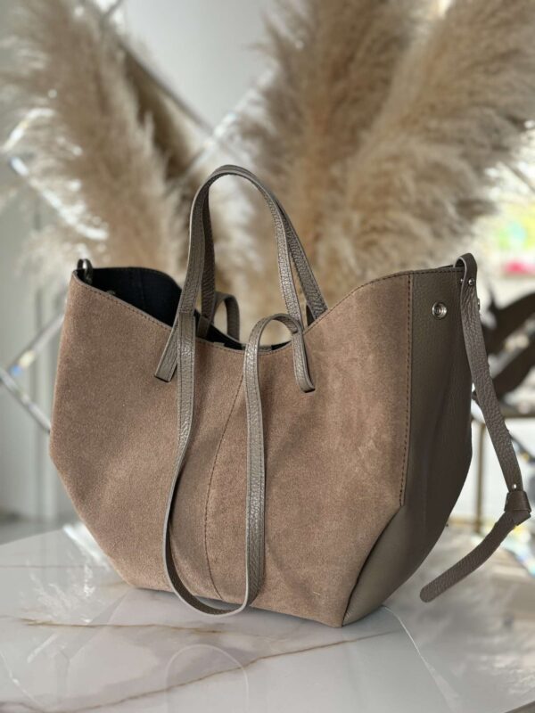 Torebka POLENKA skóra naturalna shopper kuferek 2w1 mokka - obrazek 5