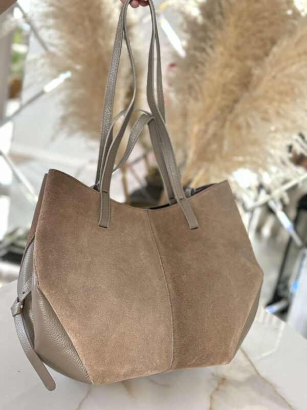 Torebka POLENKA skóra naturalna shopper kuferek 2w1 mokka - obrazek 7