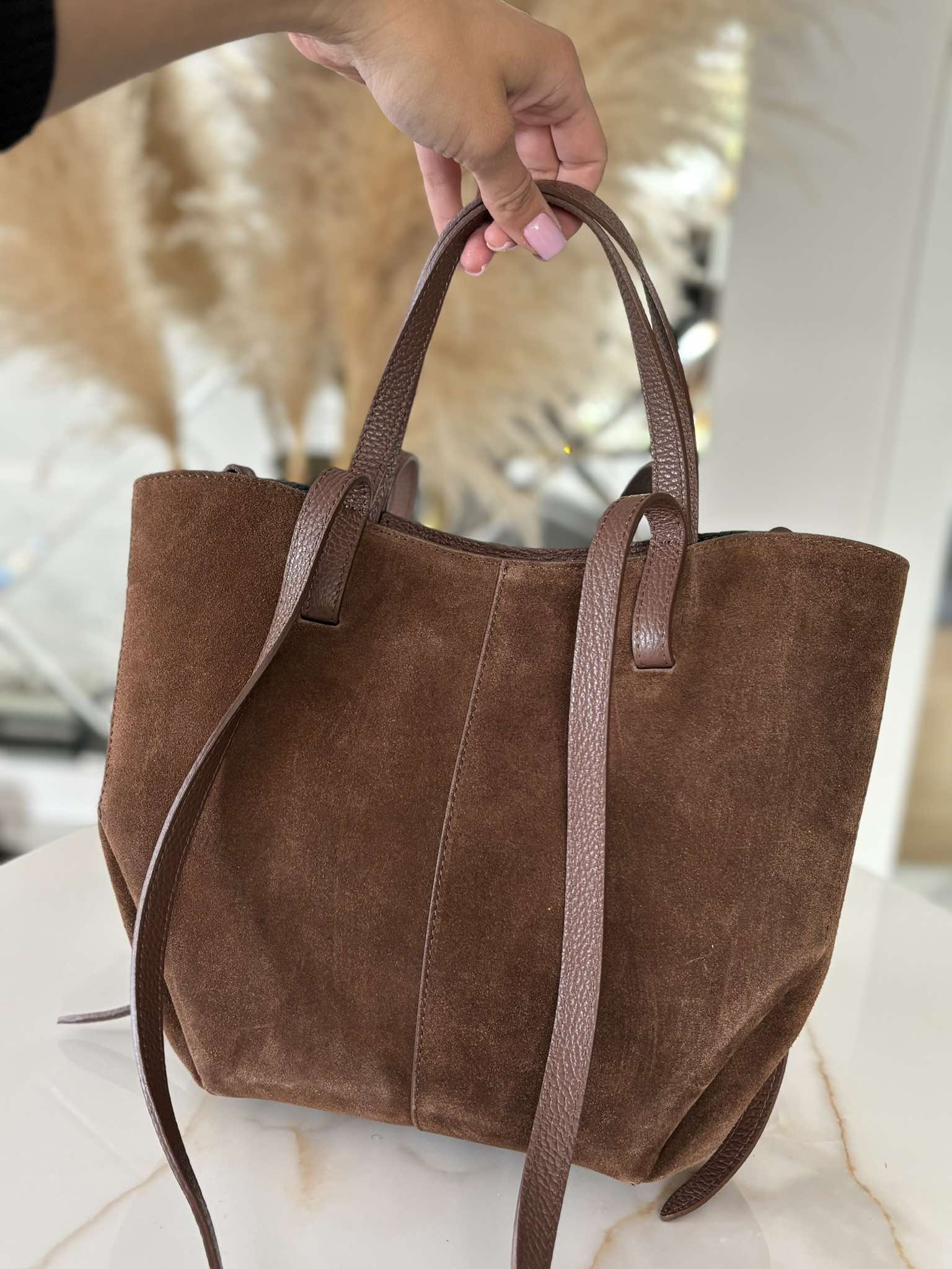 Torebka POLENKA skóra naturalna shopper kuferek 2w1 brązowa - obrazek 8