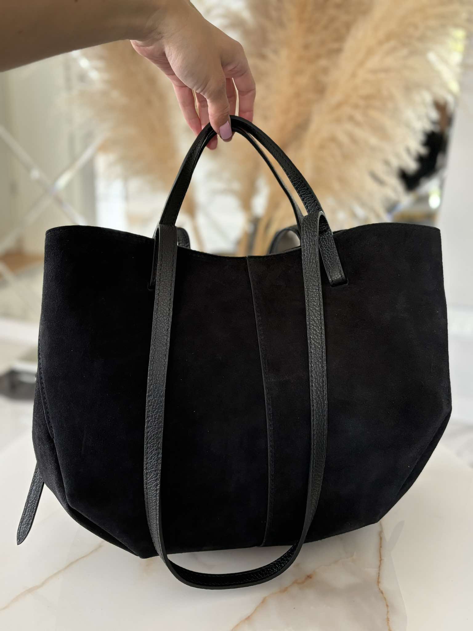 Torebka POLENKA większa skóra naturalna shopper 2w1 czarna - obrazek 7