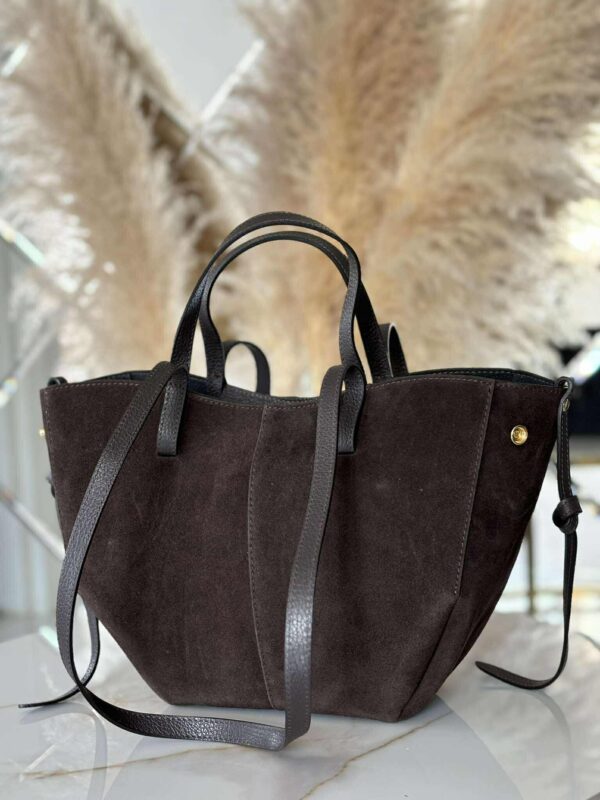 Torebka POLENKA skóra naturalna shopper kuferek 2w1 gorzka czekolada - obrazek 4