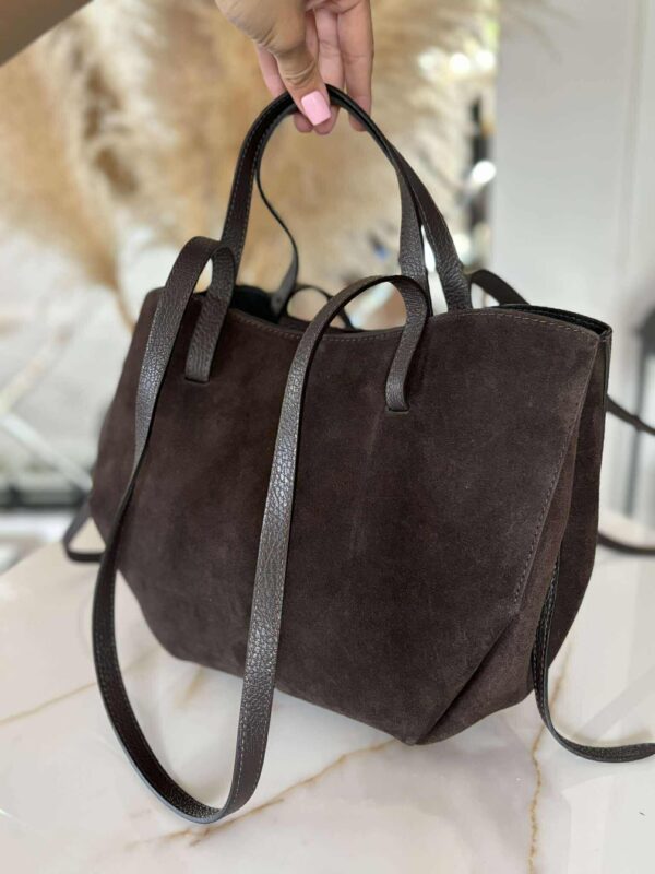 Torebka POLENKA skóra naturalna shopper kuferek 2w1 gorzka czekolada - obrazek 9