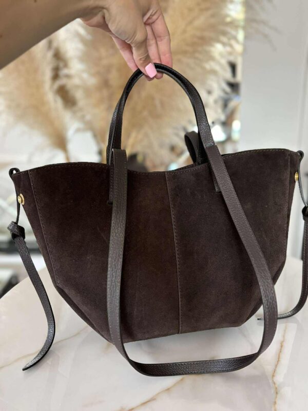 Torebka POLENKA skóra naturalna shopper kuferek 2w1 gorzka czekolada - obrazek 8