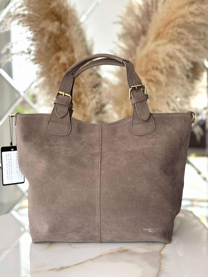 Torebka skóra ekologiczna FLORA&CO kuferek shopper fango - obrazek 2