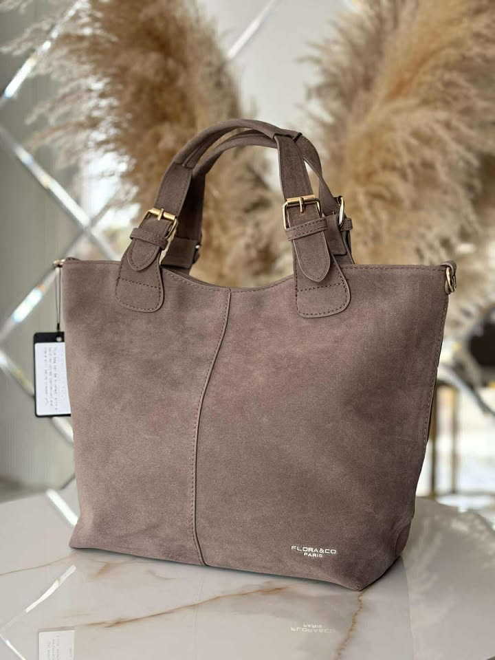 Torebka skóra ekologiczna FLORA&CO kuferek shopper fango