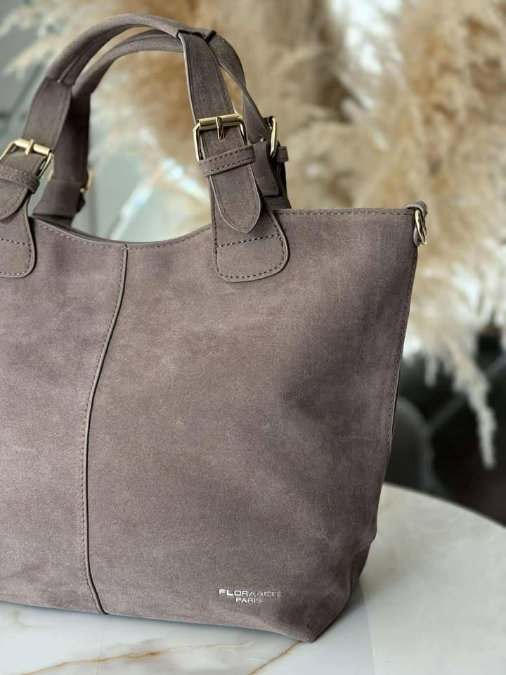 Torebka skóra ekologiczna FLORA&CO kuferek shopper fango - obrazek 3