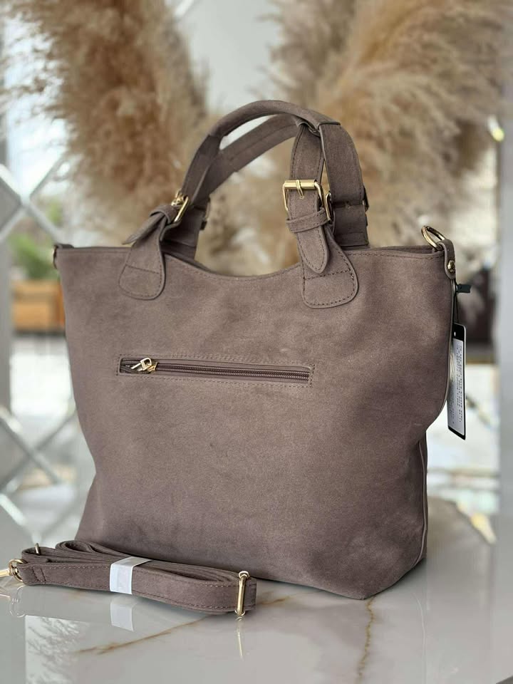 Torebka skóra ekologiczna FLORA&CO kuferek shopper fango - obrazek 4