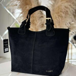 Torebka skóra ekologiczna FLORA&CO kuferek shopper czarna