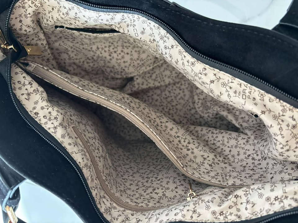 Torebka skóra ekologiczna FLORA&CO kuferek shopper czarna - obrazek 5