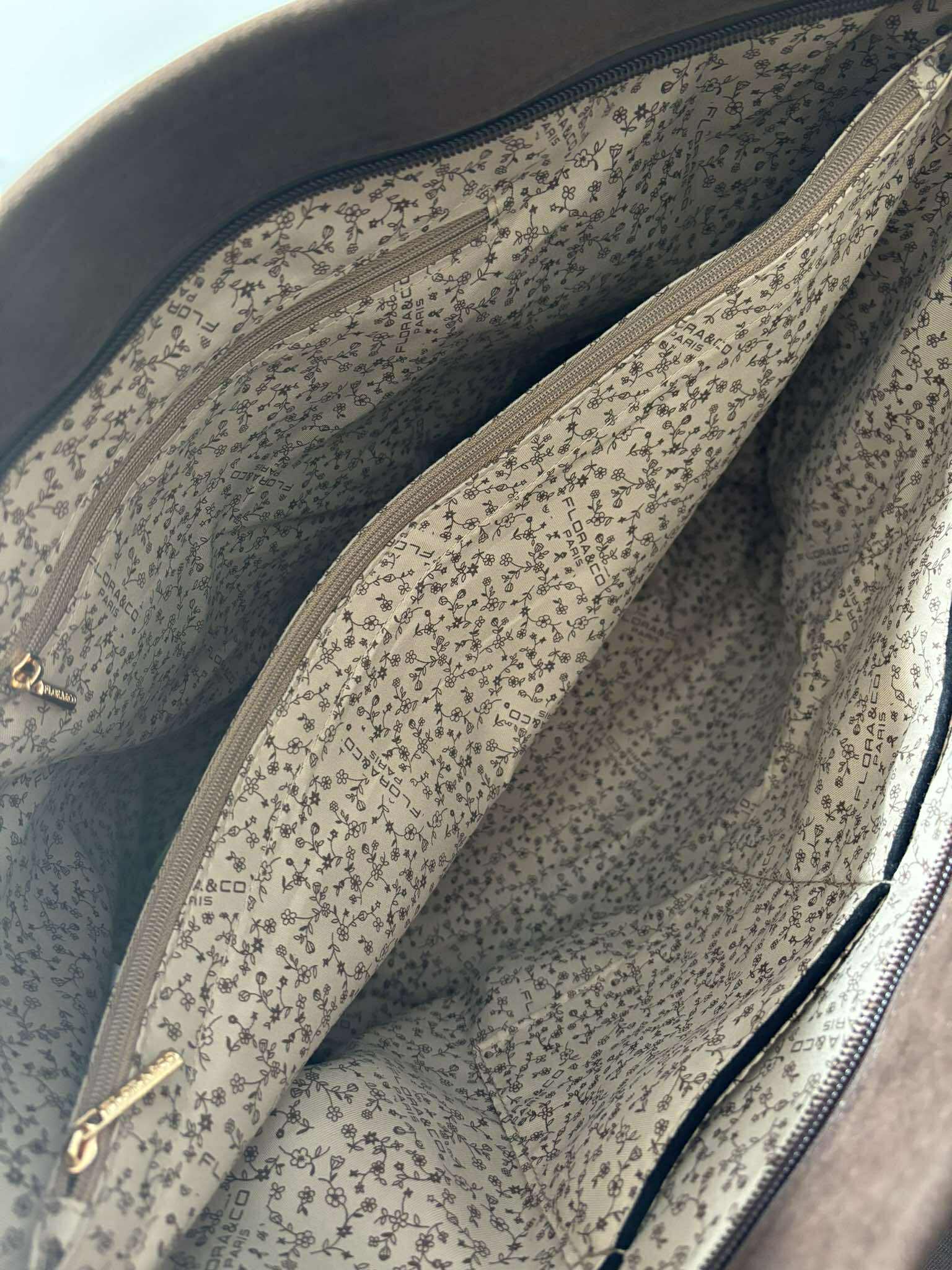 Torebka skóra ekologiczna FLORA&CO shopper A4 brązowa - obrazek 5