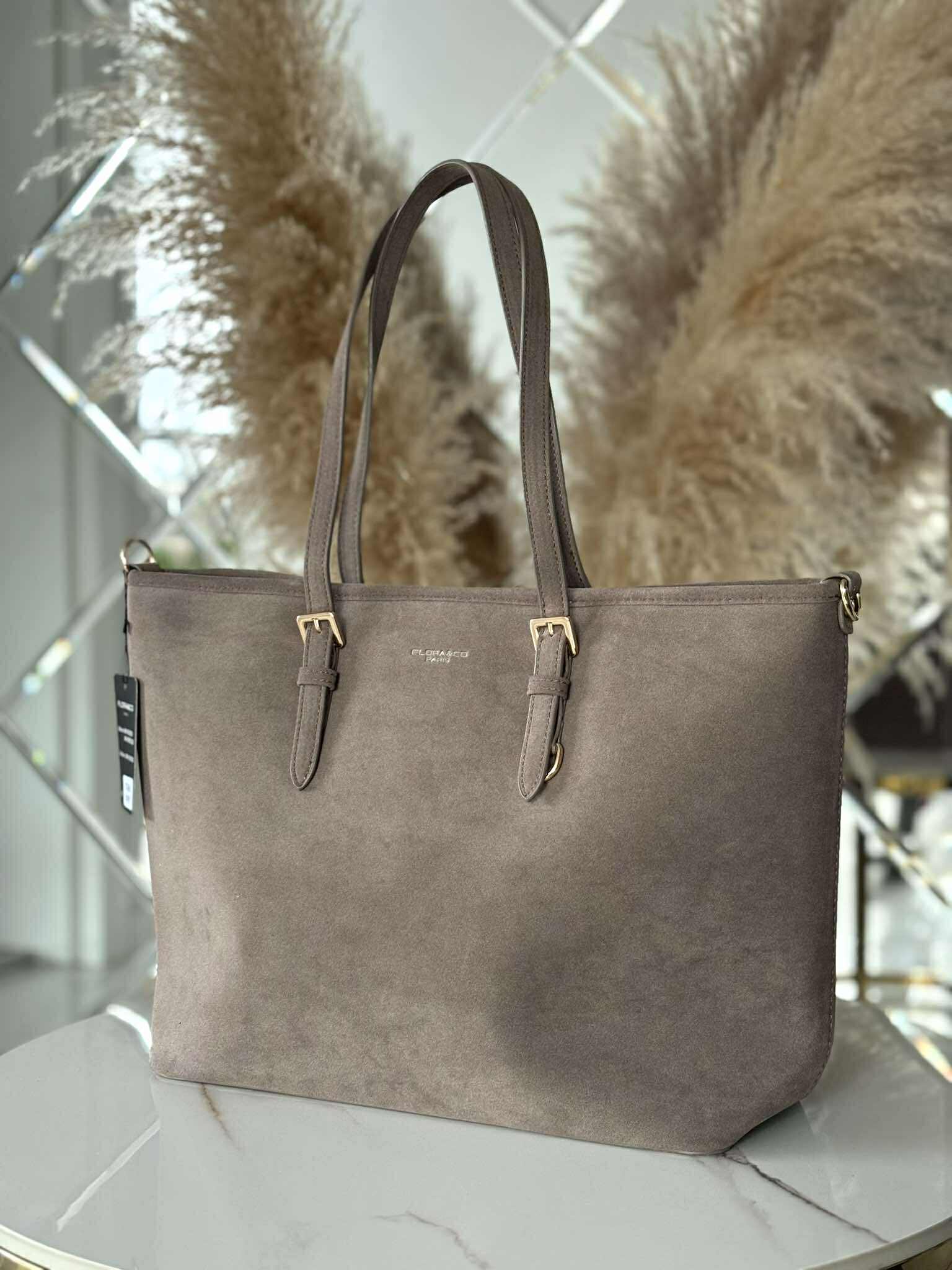 Torebka skóra ekologiczna FLORA&CO shopper A4 fango