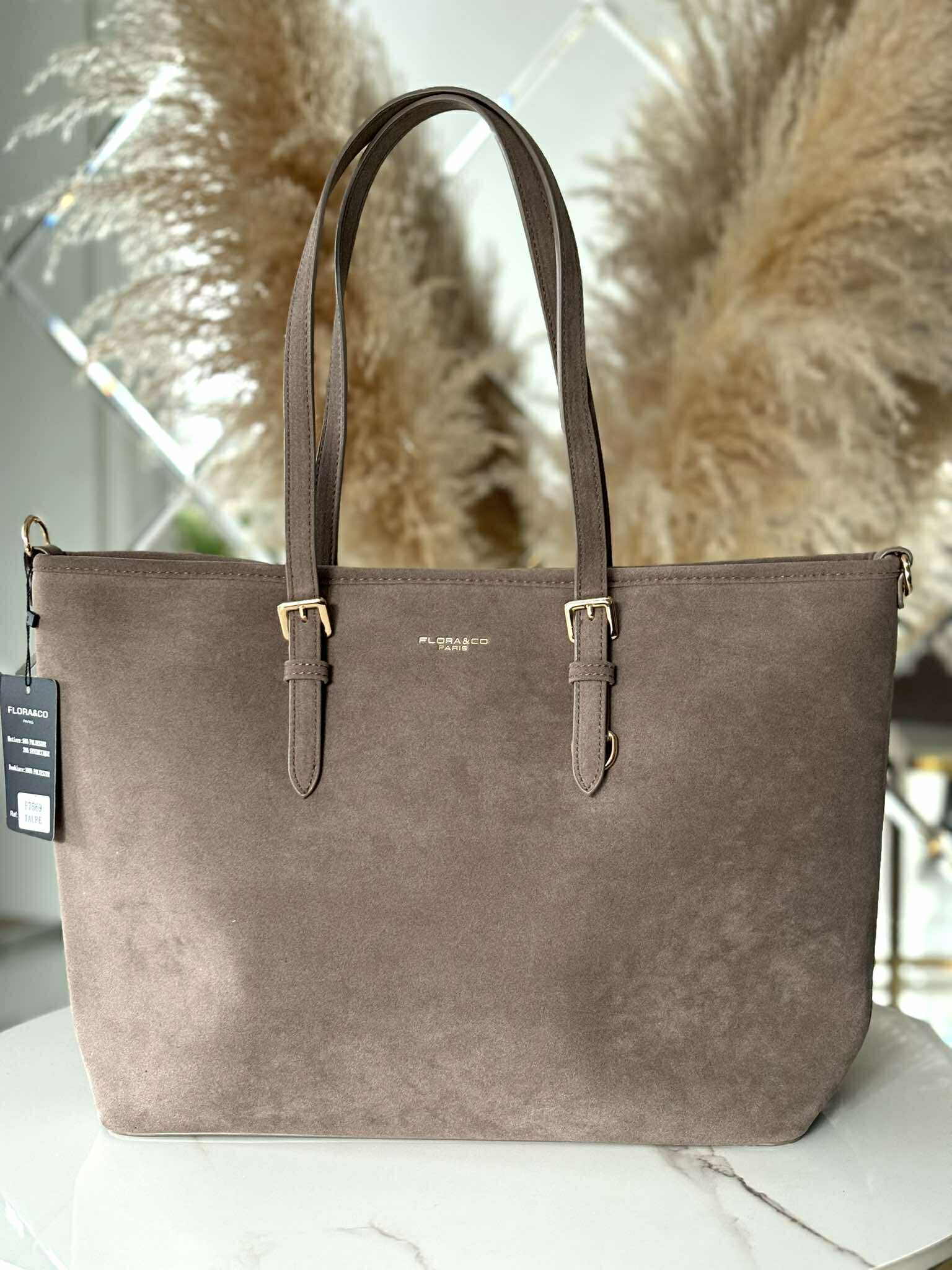 Torebka skóra ekologiczna FLORA&CO shopper A4 fango - obrazek 2
