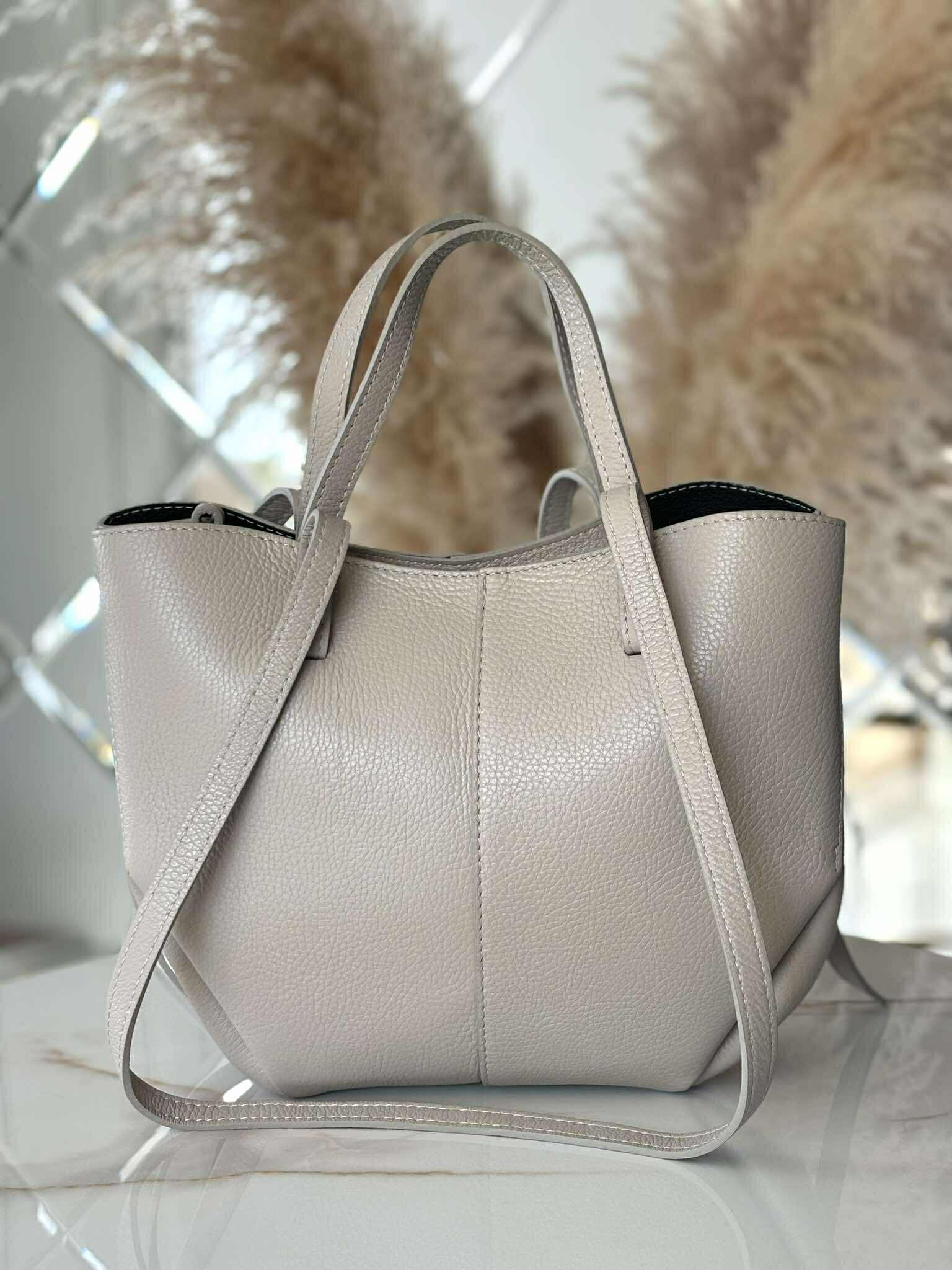 Torebka POLENKA skóra naturalna shopper kuferek 2w1 kaszmir - obrazek 2