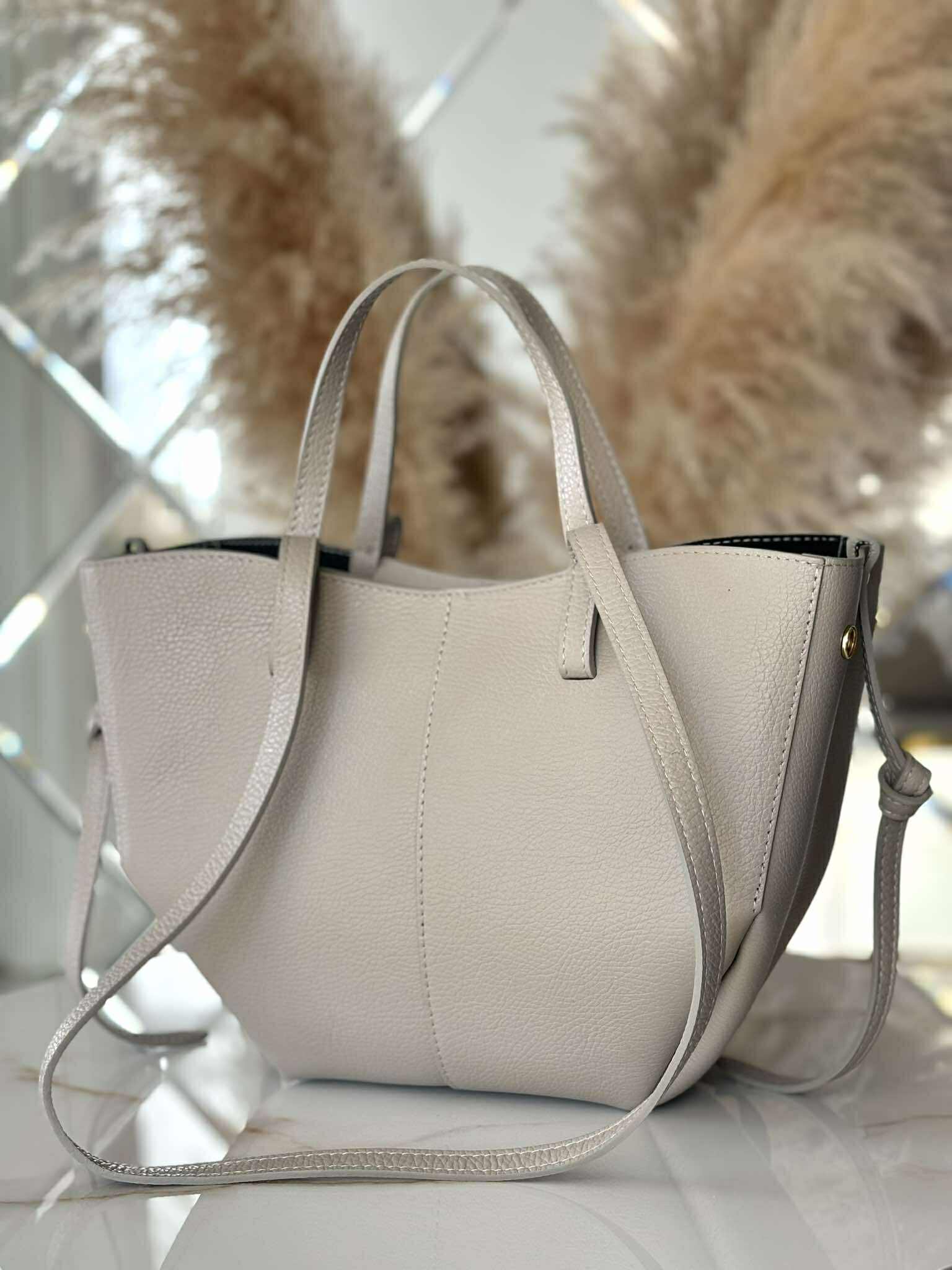 Torebka POLENKA skóra naturalna shopper kuferek 2w1 kaszmir - obrazek 4
