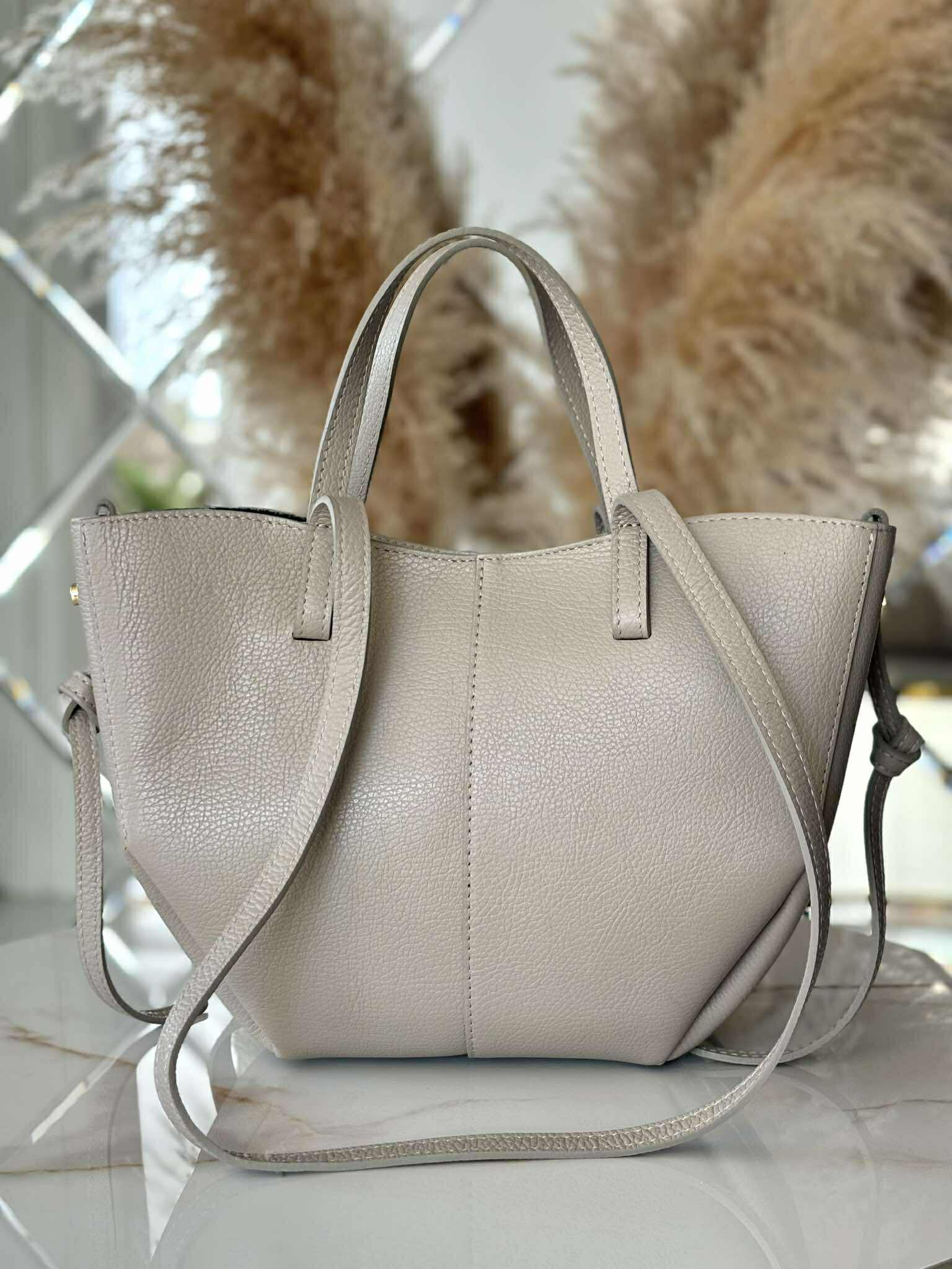 Torebka POLENKA skóra naturalna shopper kuferek 2w1 kaszmir - obrazek 5