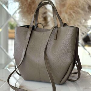 Torebka POLENKA skóra naturalna shopper kuferek 2w1 taupe