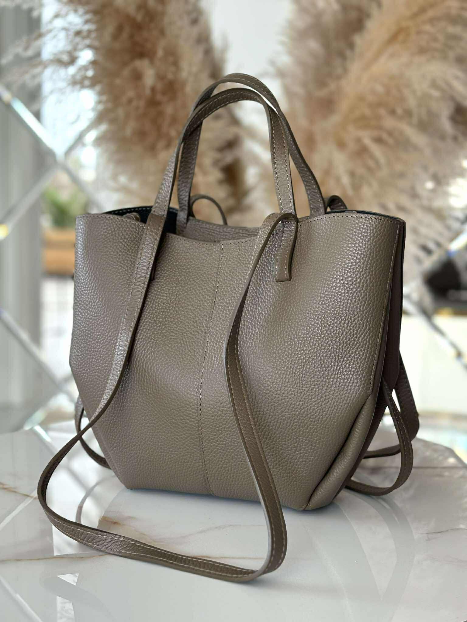 Torebka POLENKA skóra naturalna shopper kuferek 2w1 taupe