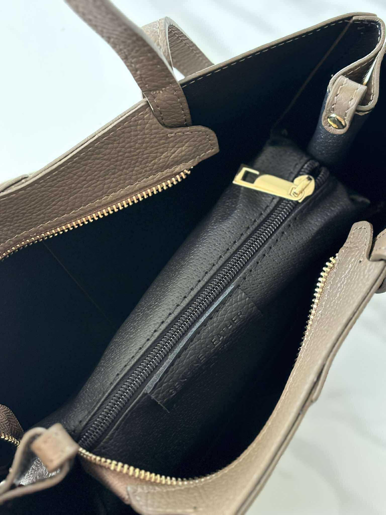 Torebka POLENKA skóra naturalna shopper kuferek 2w1 taupe - obrazek 6