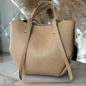 Torebka POLENKA skóra naturalna shopper kuferek 2w1 słony karmel