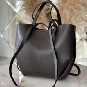 Torebka POLENKA skóra naturalna shopper kuferek 2w1 gorzka czekolada