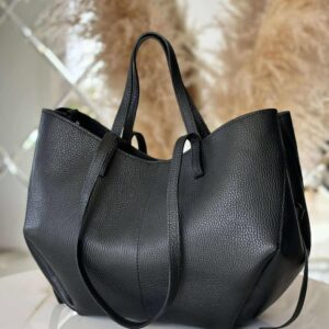 Torebka POLENKA skóra naturalna shopper kuferek 2w1 czarna