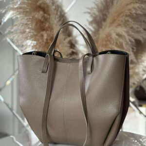 Torebka POLENKA większa skóra naturalna shopper 2w1 beż taupe