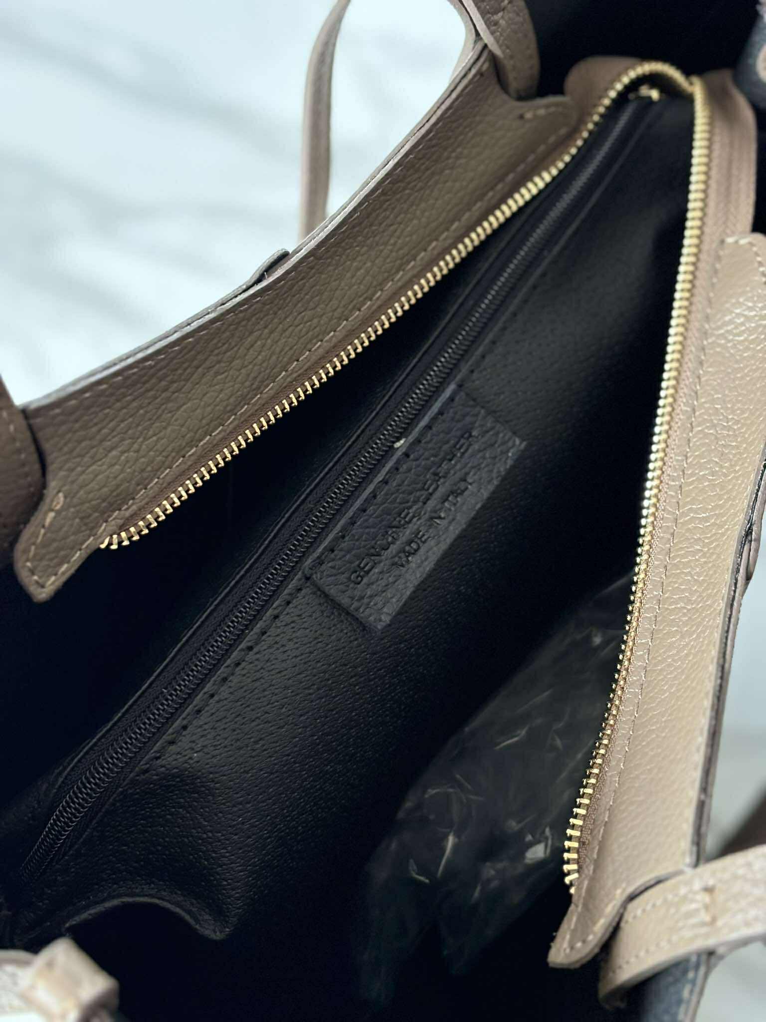 Torebka POLENKA większa skóra naturalna shopper 2w1 beż taupe - obrazek 5