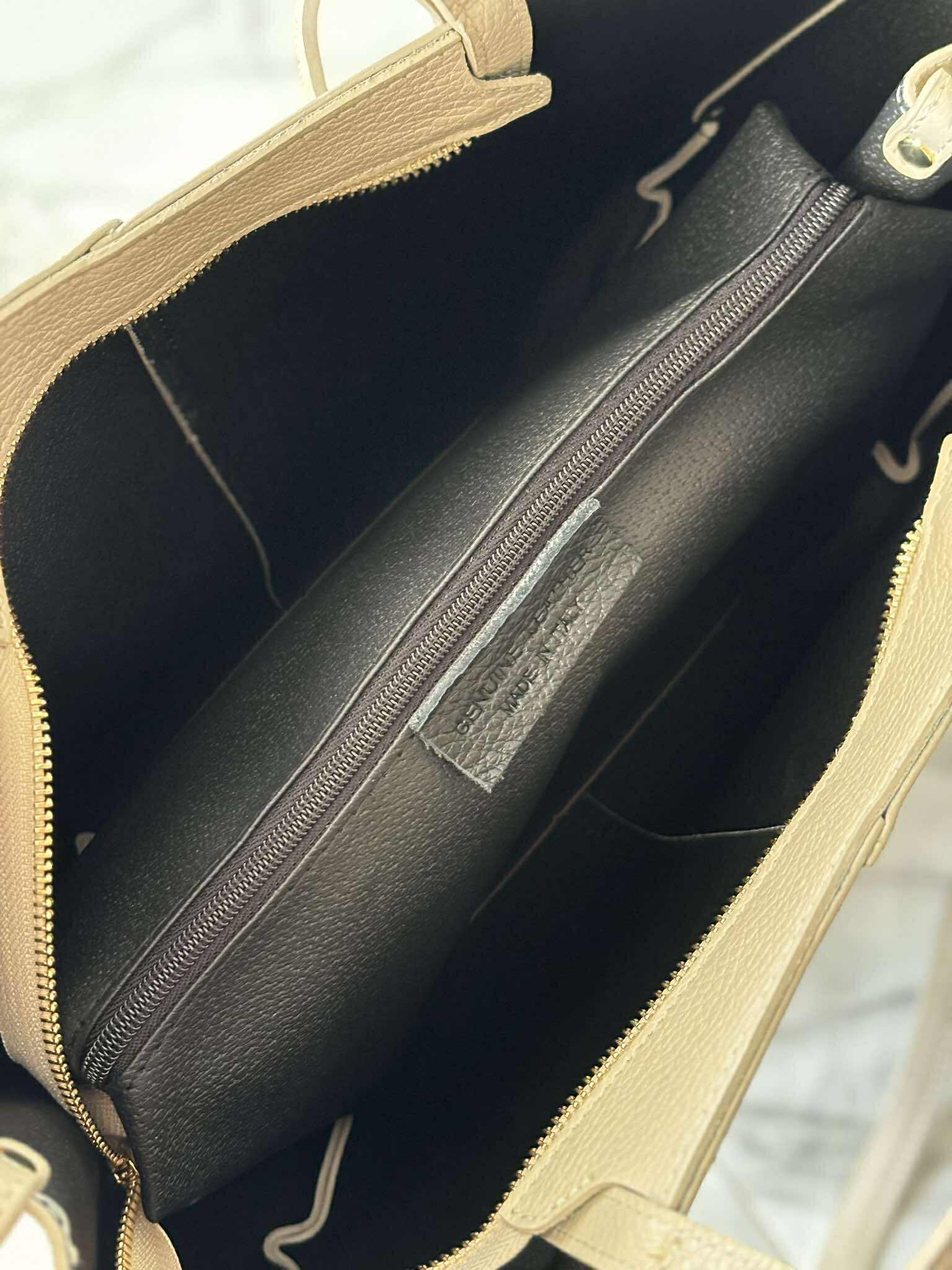 Torebka POLENKA większa skóra naturalna shopper 2w1 śmietanka ecru - obrazek 6